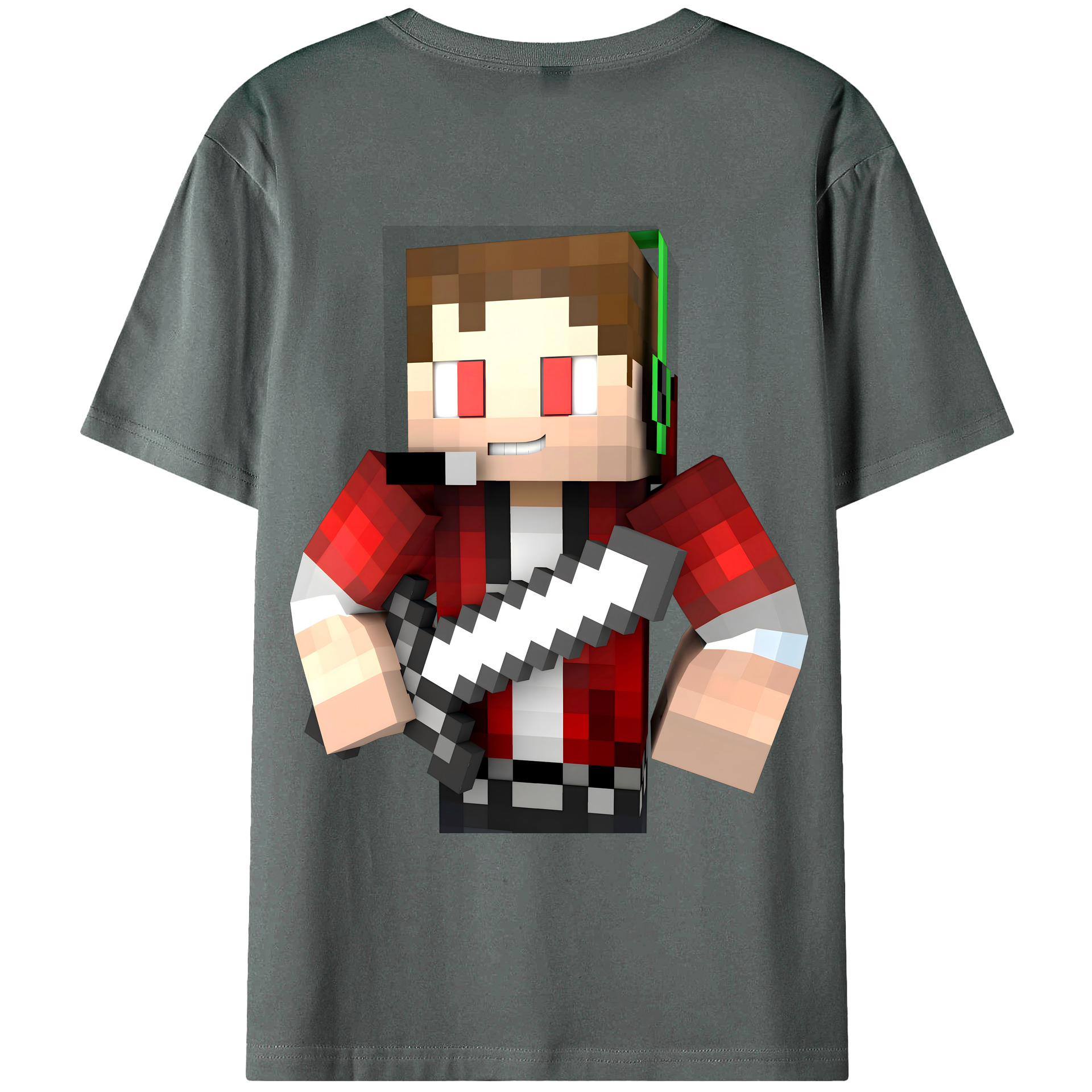 （画像用） マインクラフト ブロックの世界 Minecraft MC Block world 綿100％ メンズ半袖Tシャツ（バックプリント） 通気性